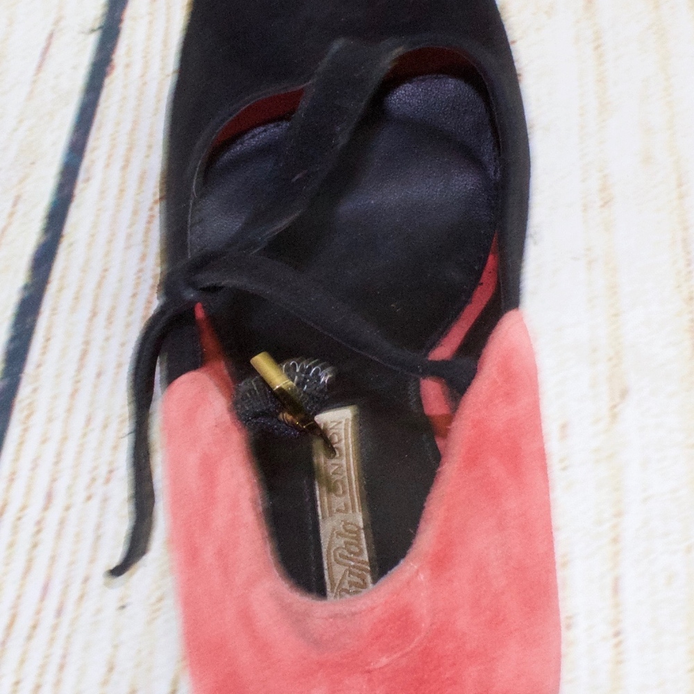 Buffalo London Platform Heels Pink Black Suede 9 - Picture 7 of 8